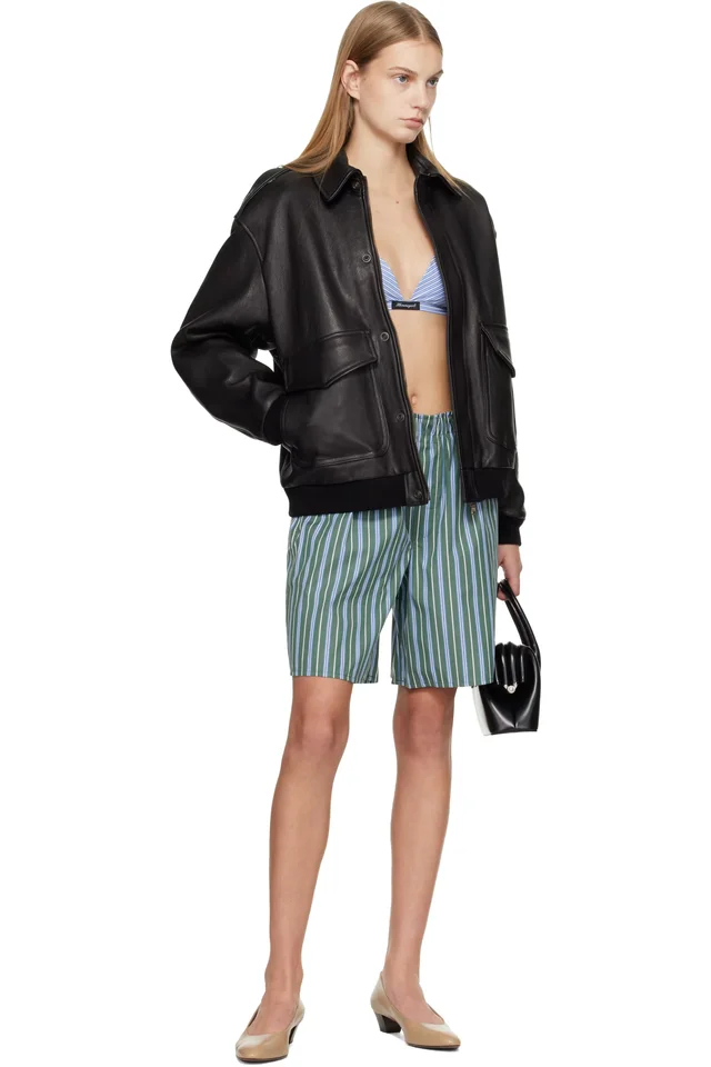 HommeGirls Black Leather Bomber Jacket, photo 4 of 4 from SSENSE