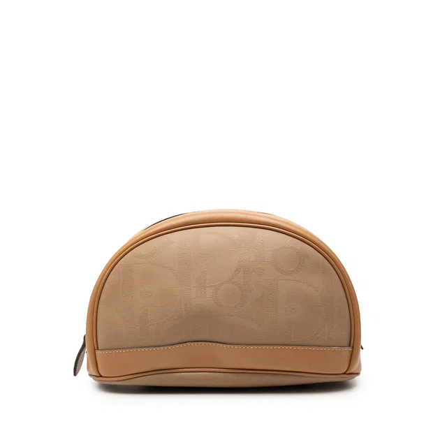 Dior Diorissimo Trotter Coated Canvas Cosmetic Pouch in Beige Coated canvas from Designer Revival