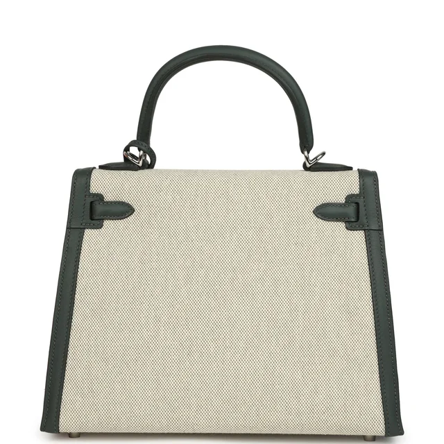 Hermès Kelly Sellier 25 Vert Mangrove and Ecru & Vert Amande Toile H Canvas Palladium Hardware in Green Canvas from Madison Avenue Couture, photo 4 of 8