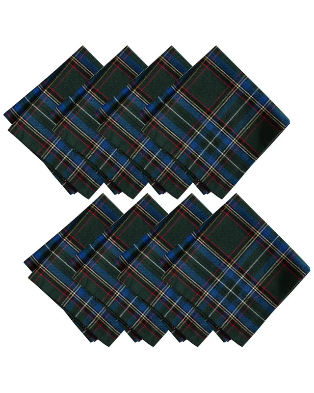 Elrene Home Fashions Set of 8 Stowe Tartan Holiday Plaid Cotton Napkins, image 1 of 1 from Rue La La
