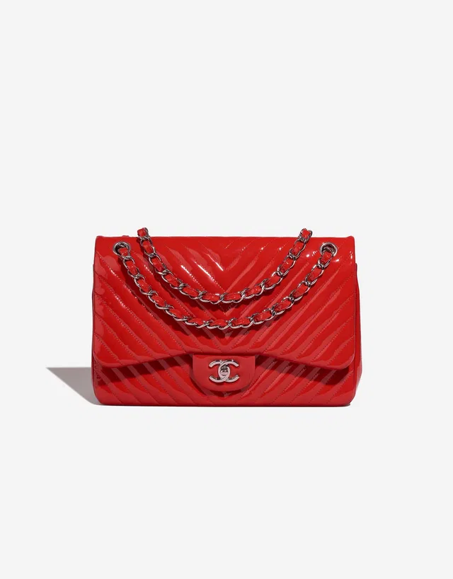 Chanel Timeless Chevron Jumbo Patent Red in Red Patent leather from SACLÀB