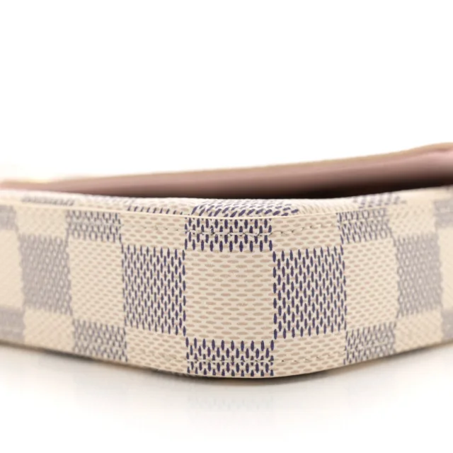 Louis Vuitton Damier Azur Pochette Felicie Chain Wallet Rose Ballerine in Pink Coated canvas from FASHIONPHILE, photo 11 of 12