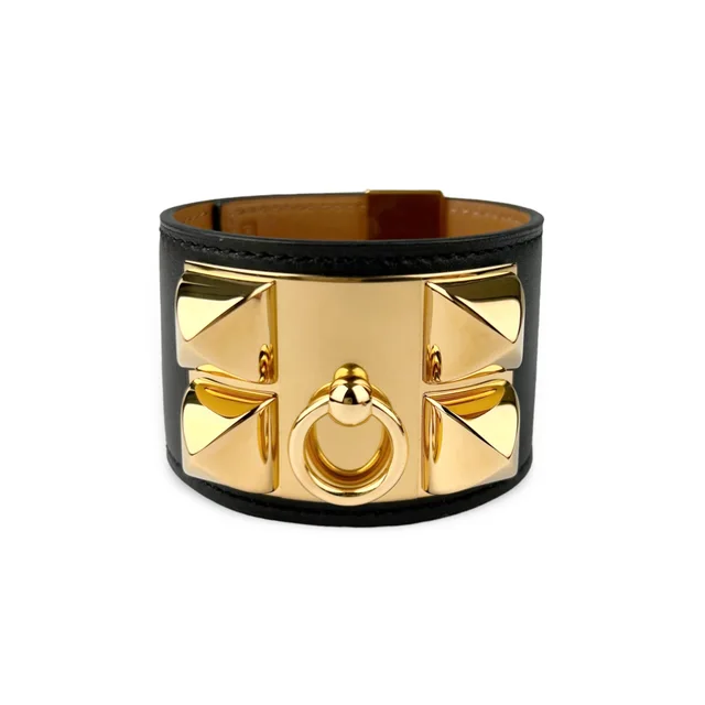 Hermès 2013 Noir Swift Leather Collier de Chien CDC Gold Hardware Bracelet in Black Swift Leather from Designer Archives