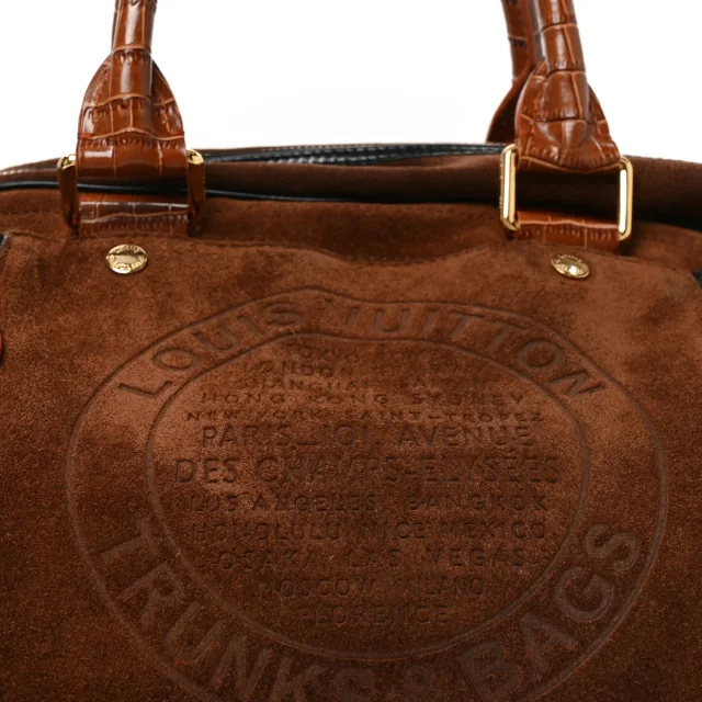 Louis Vuitton Stamped Alligator Embossed Havane Bowler PM Brun in Suede from FASHIONPHILE, photo 7 of 9