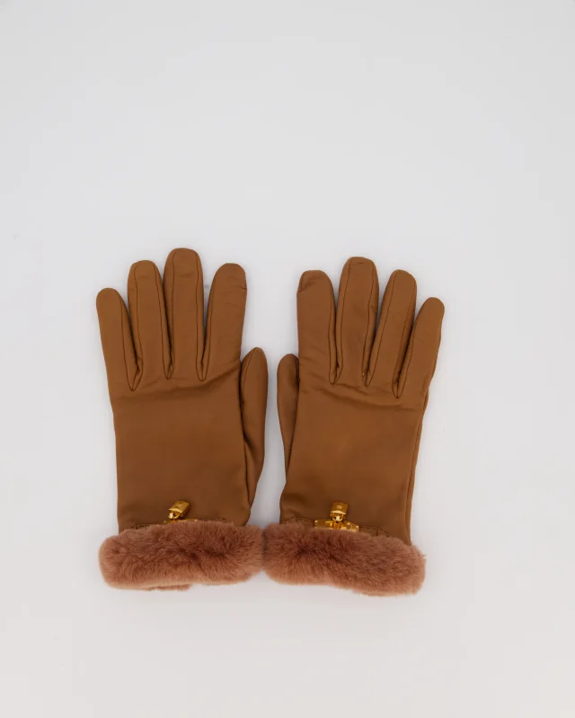Hermès Kelly Brown Leather Gloves in Brown Leather from Sellier, photo 3 of 5