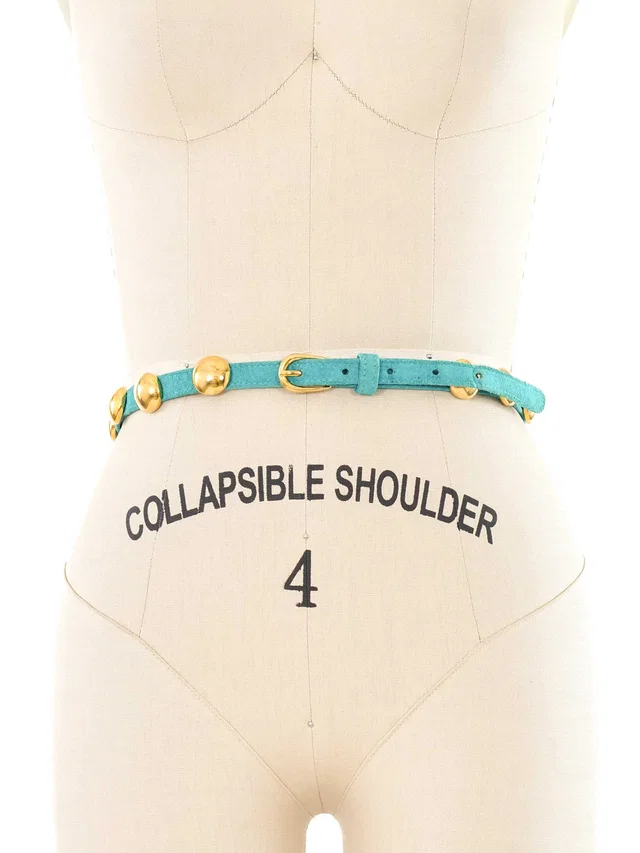 Saint Laurent Studded Suede Belt in Suede from Arcade Vintage