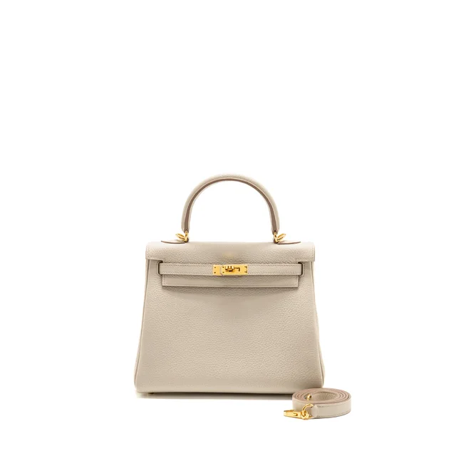 Hermès Kelly 25 Togo 8L Beton GHW Stamp B in Togo leather from EMIER