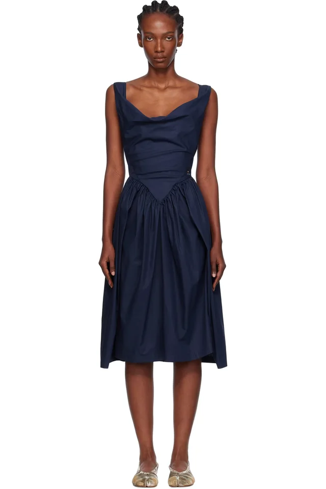 Navy Sunday Midi Dress