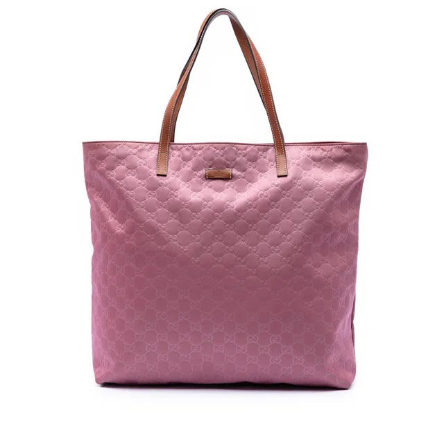 Pink Gucci GG Nylon Tote in Pink Nylon from Designer Revival