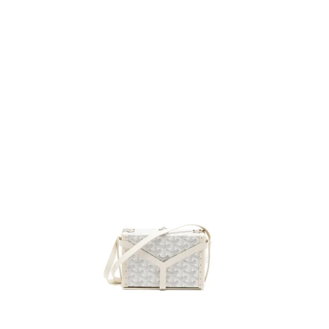 Goyard minaudiere trunk bag goyardine canvas / leather white SHW in White Canvas from EMIER