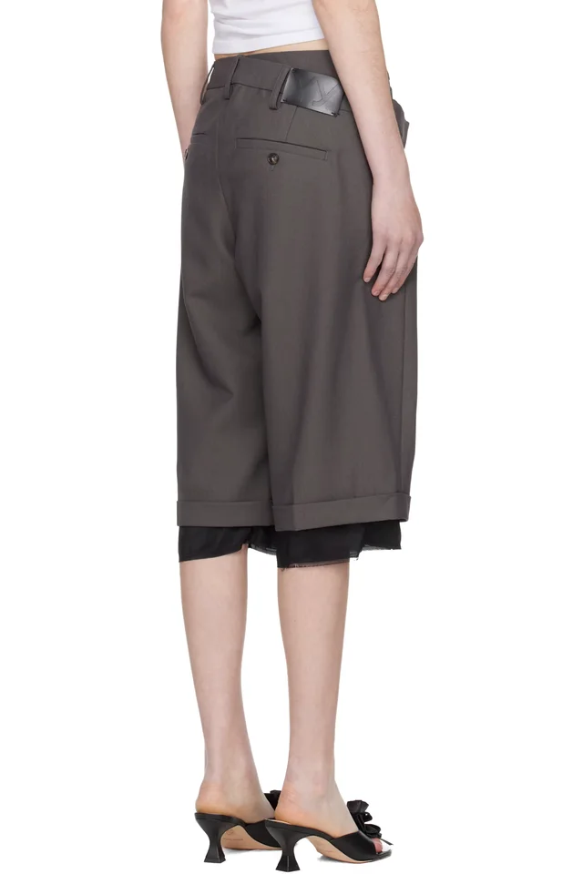 OPEN YY Gray Wrap Over Shorts, photo 3 of 4 from SSENSE