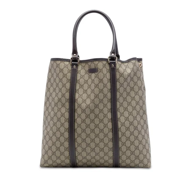 Beige Gucci GG Supreme Joy Vertical Tote in Beige Coated canvas from Designer Revival