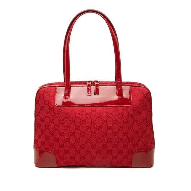 Red Gucci GG Canvas Shoulder Bag in Red Canvas from Designer Revival