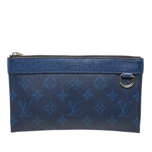 Blue Louis Vuitton Monogram Taigarama Pochette Discovery PM Clutch Bag in Blue Coated canvas from Designer Revival