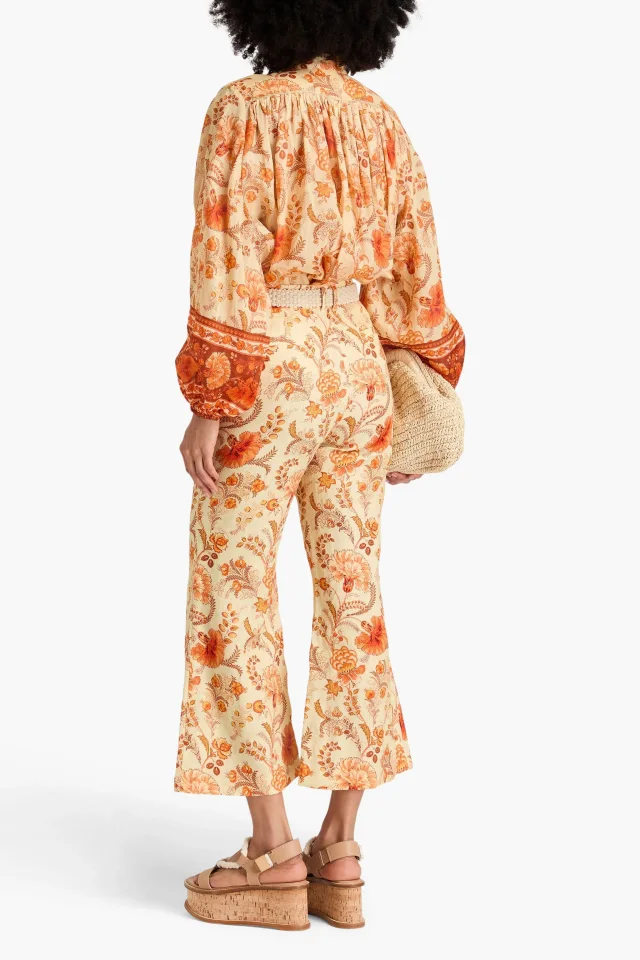 Zimmermann Belted Floral-Print Linen-Gauze Flared Pants, photo 3 of 4 from THE OUTNET