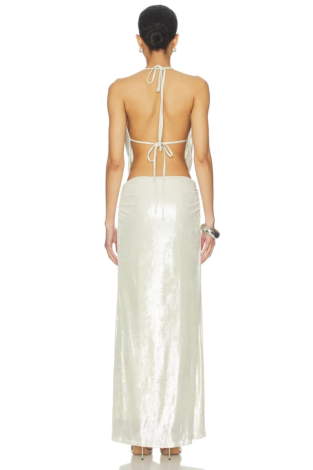 superdown Ainsley Maxi Skirt Set in Silver, photo 3 of 4 from REVOLVE (Canada)