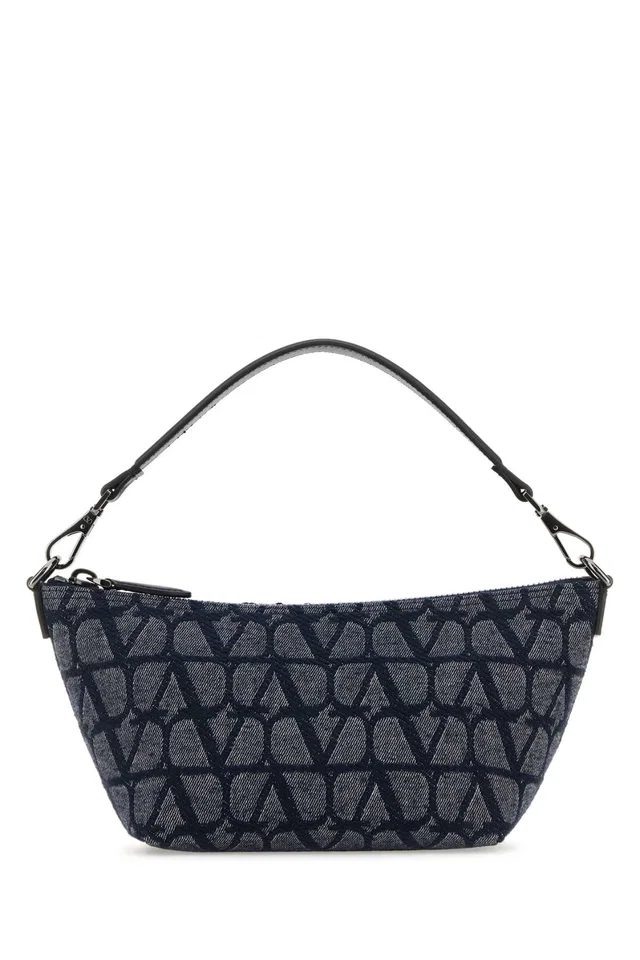 Valentino Garavani Toile Iconographe Jacquard Shoulder Bag — Navy in Navy Leather from HEWI
