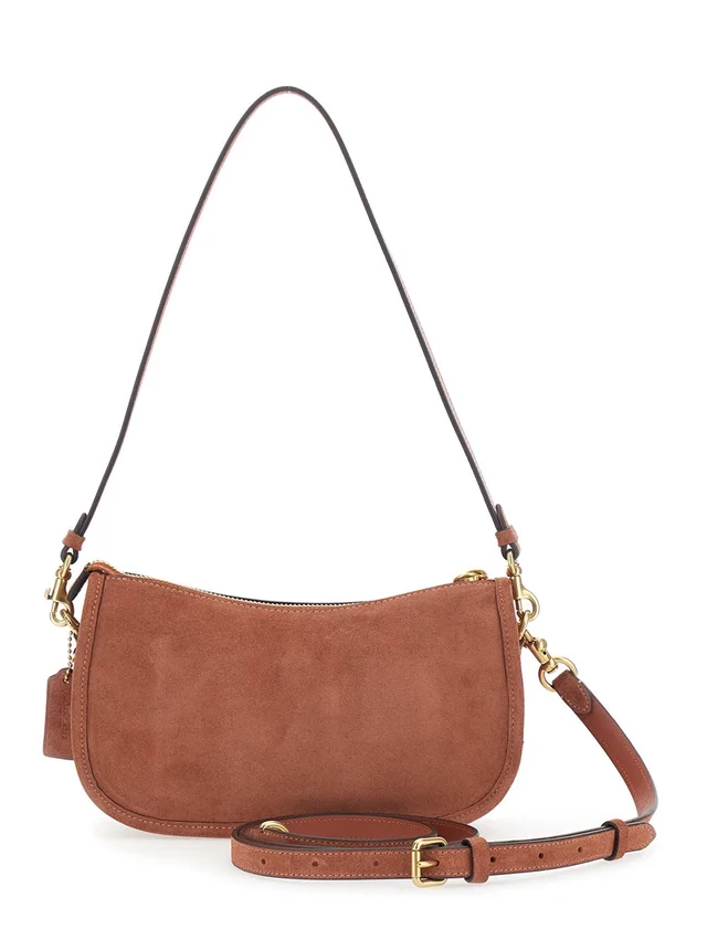 COACH 'Waverly' Brown Crossbody bag with embossed logo on the front in Suede for Women in Brown 100% Suede, photo 8 of 10 from Gaudenzi Boutique