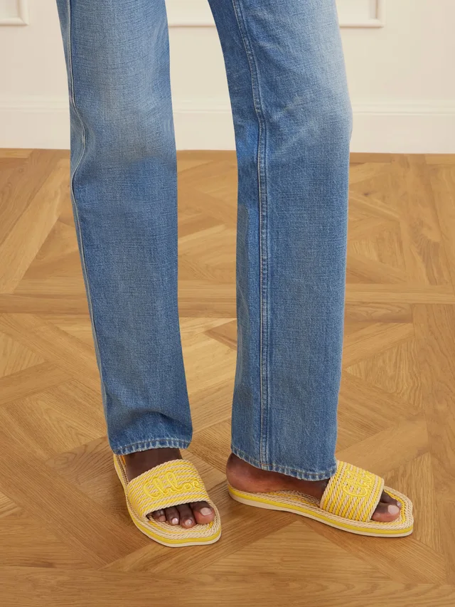 CHLOÉ Embroidered striped cord slides in Yellow, photo 2 of 2 from NET-A-PORTER (Canada)