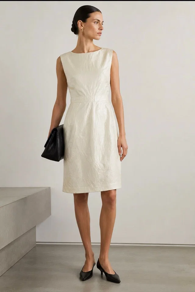 Jil Sander Ivory Silk Blend Sleeveless Sheath Dress Italy 40 Us 4 in white Silk from Poshmark