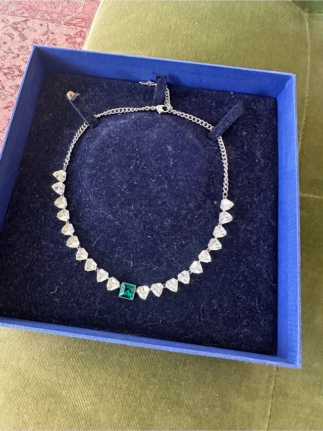Swarovski Crystal Necklace in green|gray|silver from Poshmark
