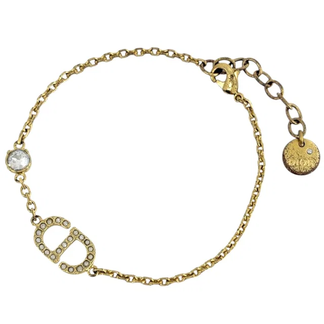 Dior Bracelet Rhinestone Gold in Gold from The Reluxe