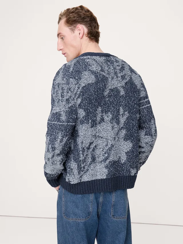 Banana Republic Floral Cotton-Linen Blend Cardigan in Blue Gray, photo 2 of 5 from Banana Republic (Canada)