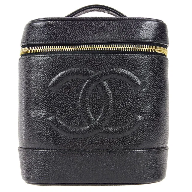 Chanel 1997-1999 Vanity Handbag Black Caviar in Black Caviar leather from AMORE Vintage Tokyo