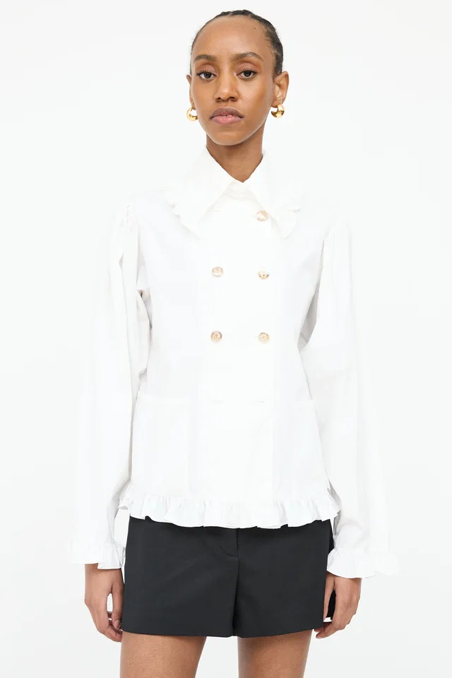 Chanel Double Breasted Ruffled Shirt from VSP Consignment