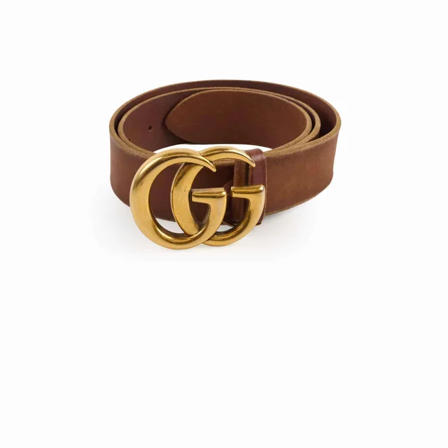 Gucci Vintage GG Marmont Belt Brown 90cm in Brown Leather from The Purse Affair