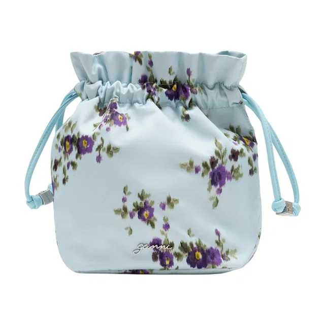 GANNI Floral-Printed Synthetic Pouch — Blue in Blue from HEWI