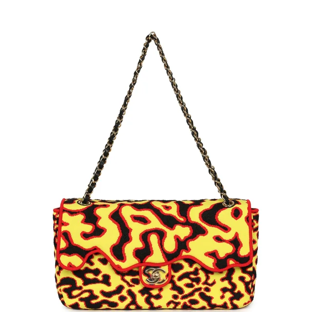 Chanel Maxi "Magma" Flap Bag Yellow, Red, Black Mixed Fibers Gold Hardware in Black Leather from Madison Avenue Couture, photo 2 of 2