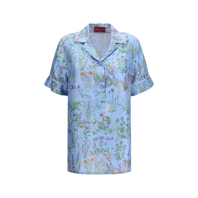 Gucci Blue Silk Pattern Shirt in Blue Silk from HEWI