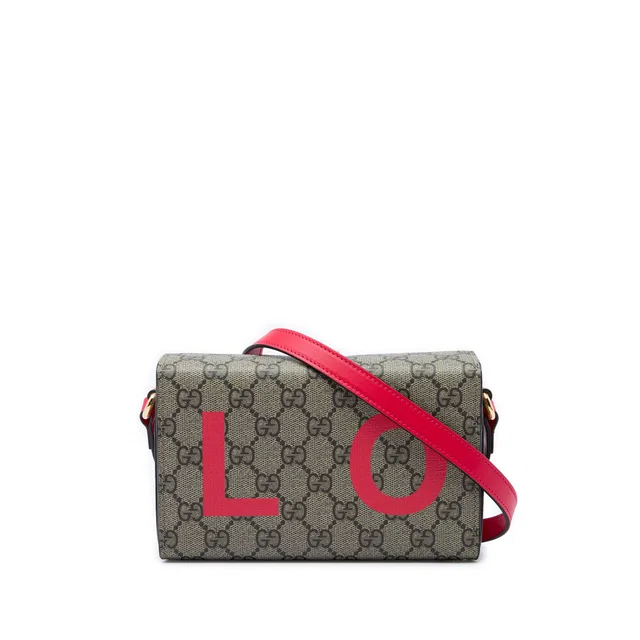 Beige Gucci Mini GG Supreme Love Trunk Crossbody in Beige Coated canvas from Designer Revival