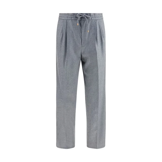 Brunello Cucinelli Gray Wool Oves Aries Casual Pants in Grey Wool from HEWI