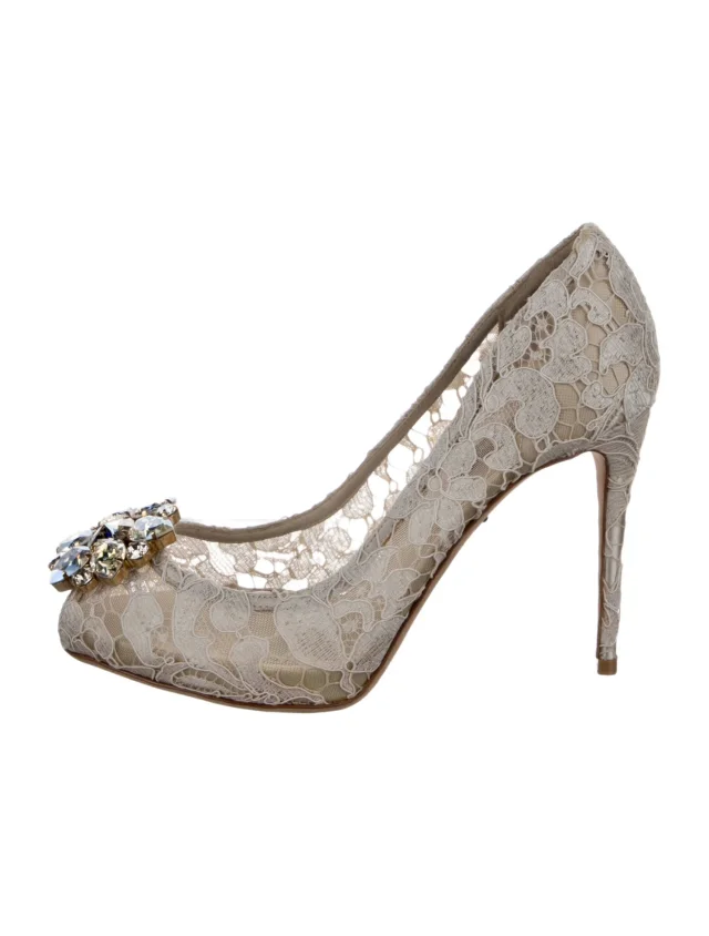 Dolce & Gabbana Lace Pattern Pumps in Leather from The RealReal