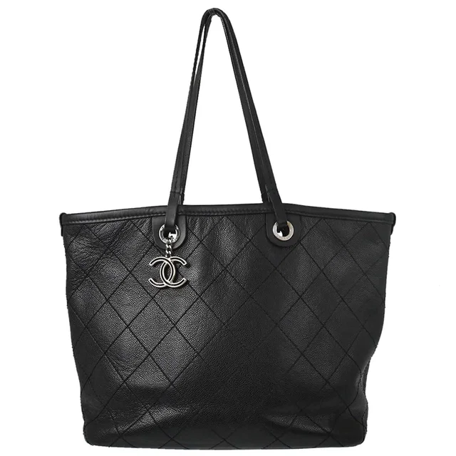 Chanel 2014 Black Caviar Skin On The Road Shopping Fever Tote Bag in Black Caviar leather from AMORE Vintage Tokyo
