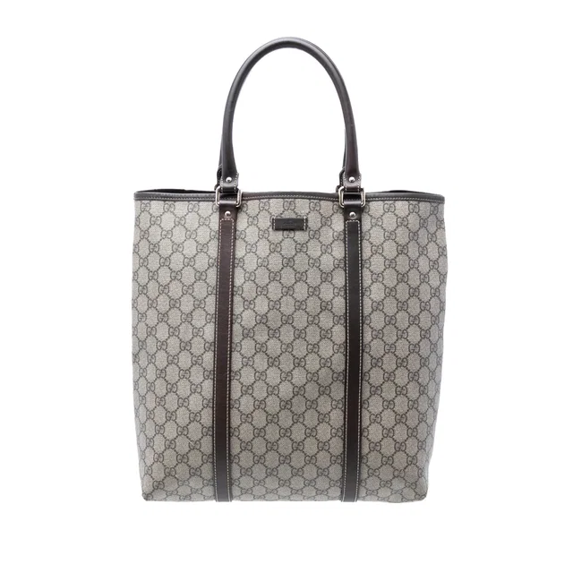 Beige Gucci GG Supreme Joy Vertical Tote in Beige Coated canvas from Designer Revival