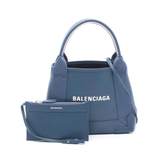 Balenciaga Navy Cabas leather 2way handbag in Navy Leather from LuxUness