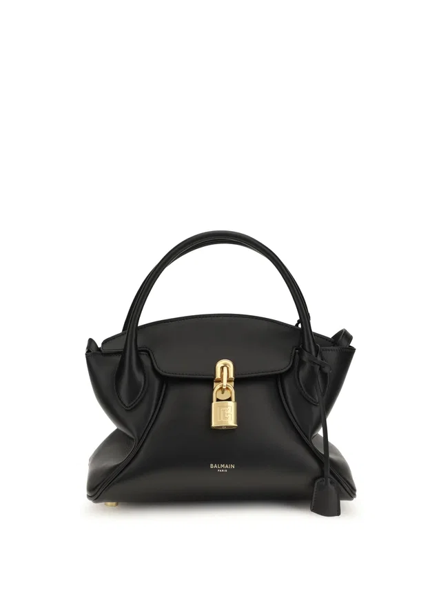 Balmain Pulse Top Handle Bag — Black Calf Leather Bos Taurus in Black Calfskin from HEWI