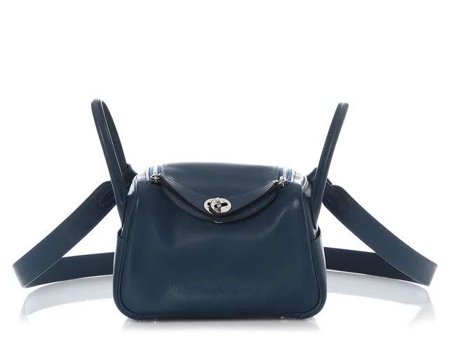 Hermès Mini Deep Blue Swift Lindy 20 in Blue Swift leather from Ann's Fabulous Finds