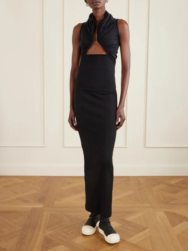 RICK OWENS Cutout gathered jersey top in Black, photo 2 of 2 from NET-A-PORTER (Canada)