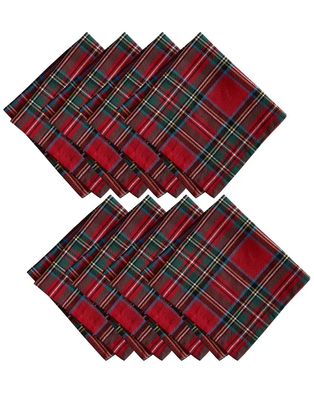 Elrene Home Fashions Set of 8 Stowe Tartan Holiday Plaid Cotton Napkins, image 1 of 1 from Rue La La