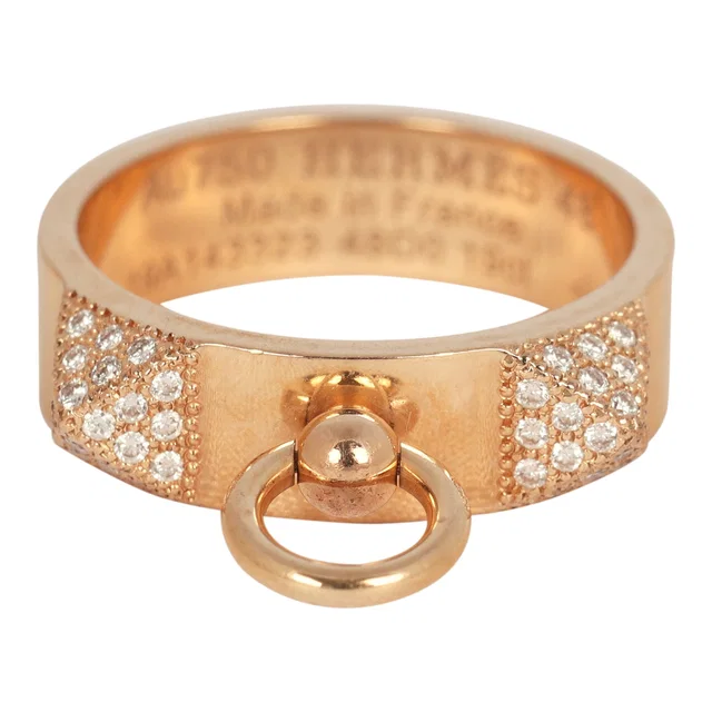 Hermès Collier de Chien Ring PM 18K Rose Gold, Diamonds in Pink from Madison Avenue Couture