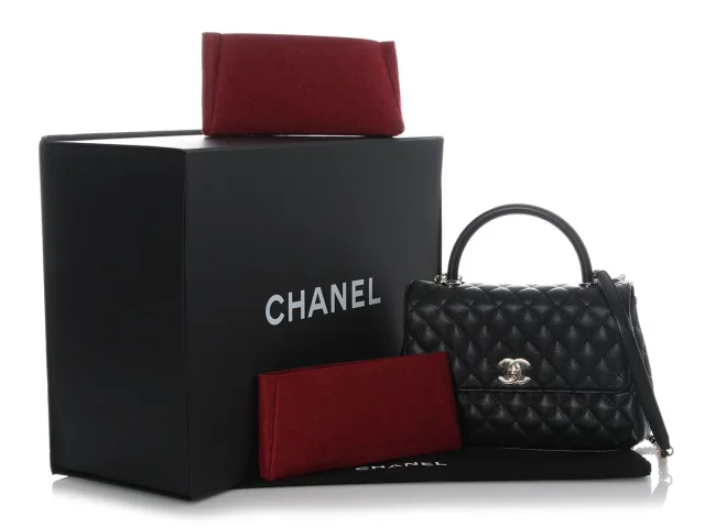 Chanel Small Black Quilted Caviar Coco Handle in Black Caviar leather from Ann's Fabulous Finds, photo 2 of 10