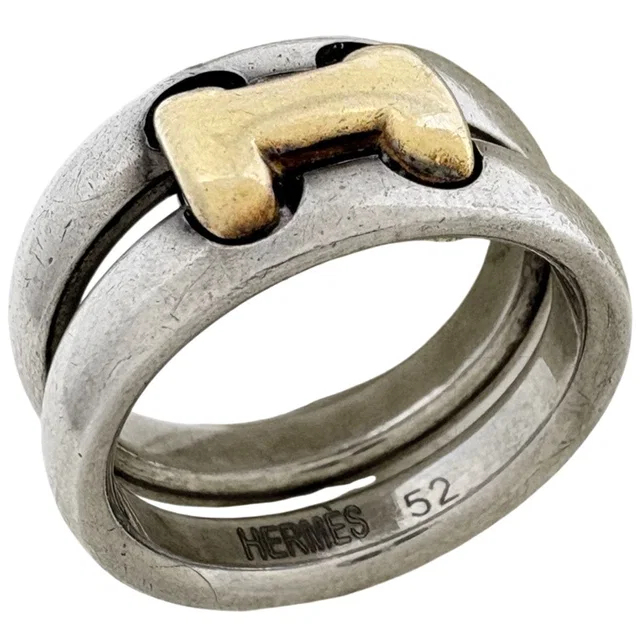 Hermès Olympe Ring Metal Silver Gold in Gold from The Reluxe