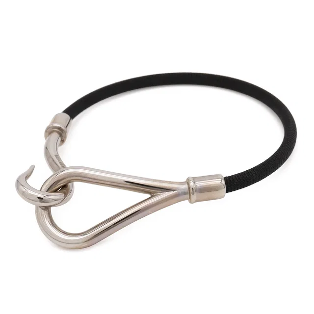 Hermès Jumbo Bracelet Nylon Cord Black Silver in Black Nylon from The Reluxe