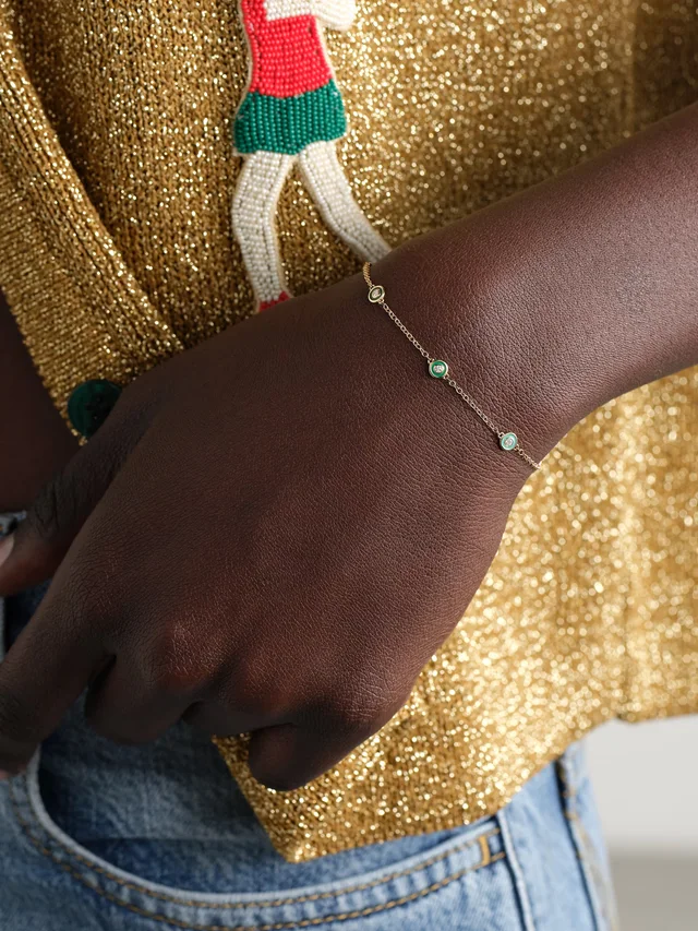 ALISON LOU Bezel By The Yard 14-karat gold, enamel and diamond bracelet in Green, photo 2 of 2 from NET-A-PORTER (Canada)