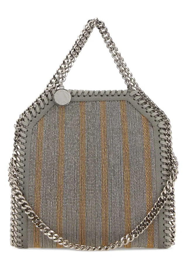 Stella McCartney Chain-Trimmed Mesh Shoulder Bag — Gray in Grey Woven leather from HEWI