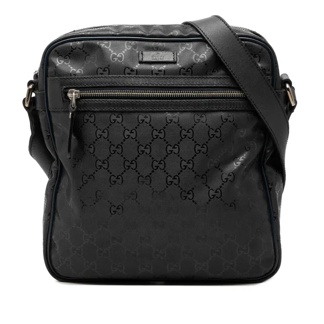 Black Gucci GG Imprime Crossbody in Black Leather from Designer Revival